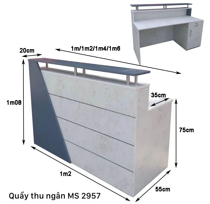 Bàn quầy thu ngân tích hợp ngăn kéo khóa
