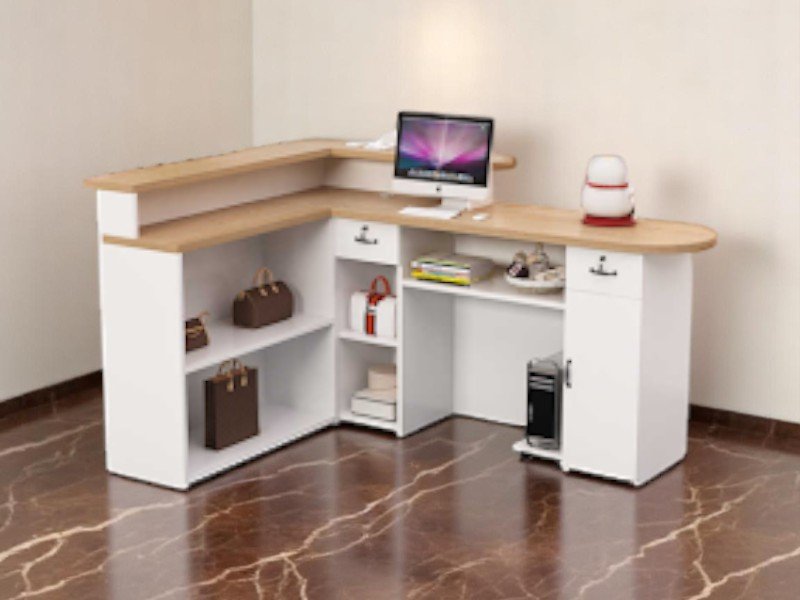 Mẫu quầy tiếp tân chữ L phù hợp không gian