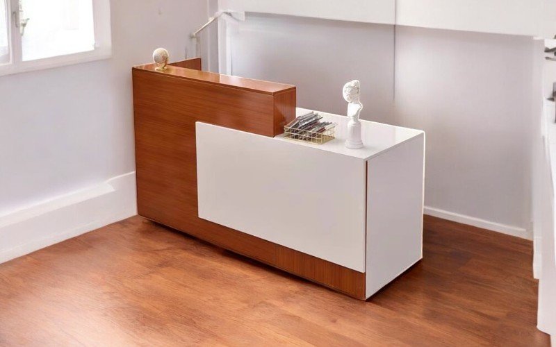 Bàn lễ tân chữ L đẹp hiện đại tối ưu không gian