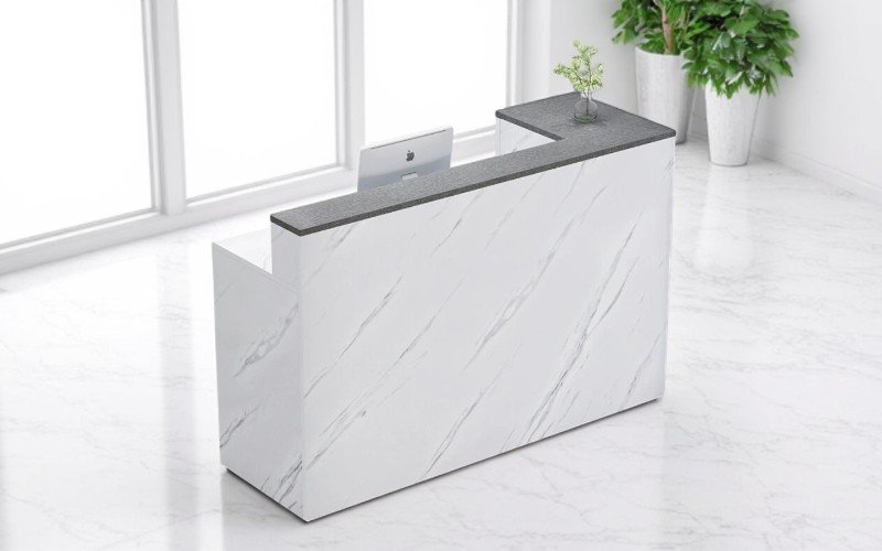 Quầy lễ tân chữ L tiết kiệm diện tích dễ bố trí