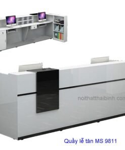 Bàn quầy lễ tân đẹp MS 9811 Giá 2m0 = 15.000.000 - Tặng 1 ghế quầy cao cấp