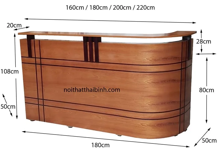 Quầy tiếp tân dài 1m8 giá rẻ tại TPHCM