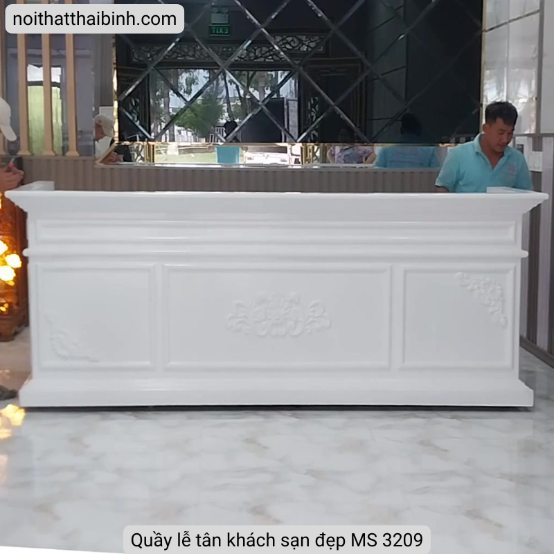 Quầy Lễ Tân Khách Sạn Đẹp MS 3209 – Gỗ MDF Cao Cấp, Giá Tốt TPHCM