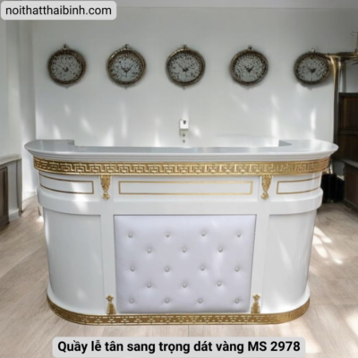 Quầy lễ tân sang trọng dát vàng MS 2978