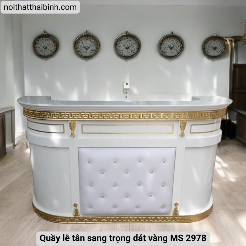Quầy lễ tân sang trọng dát vàng MS 2978