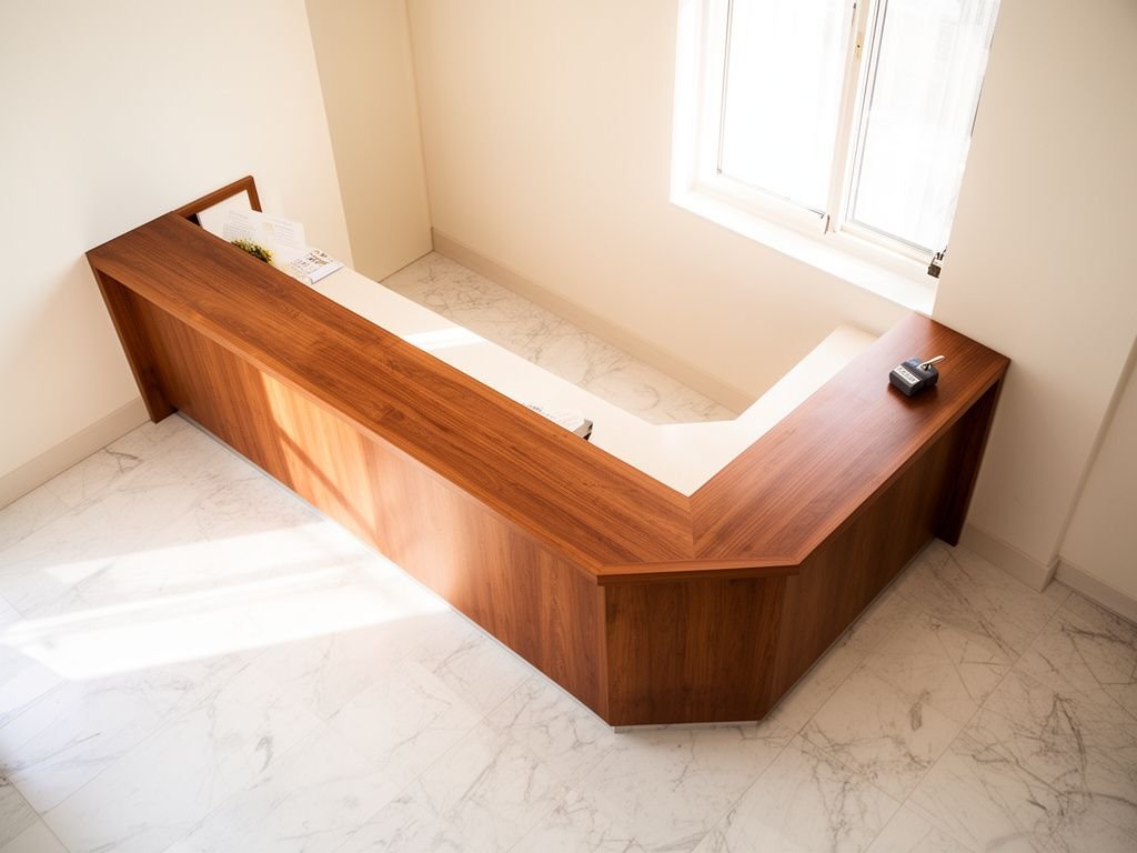 Bố cục thiết kế quầy lễ tân spa cao cấp nhìn từ trên xuống