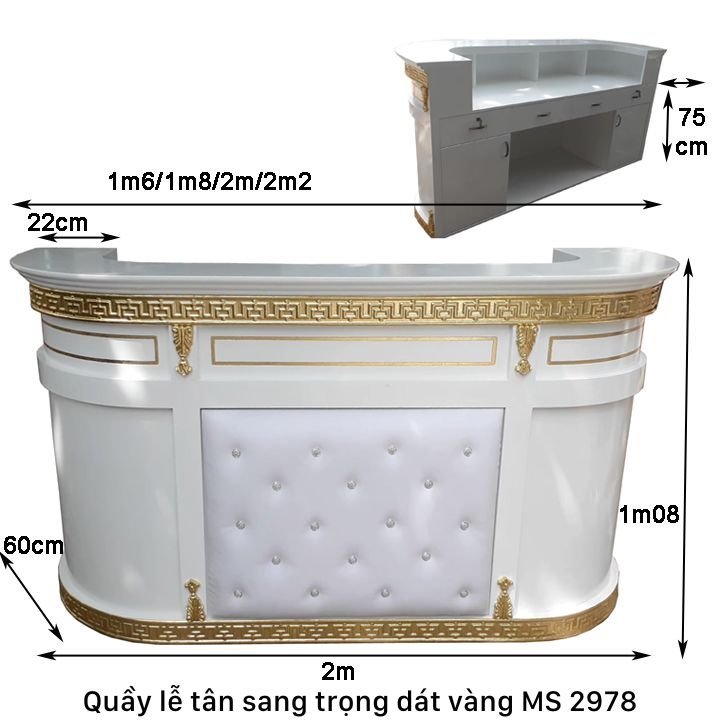 Quầy lễ tân sang trọng dát vàng MS 2978 - Ảnh 3
