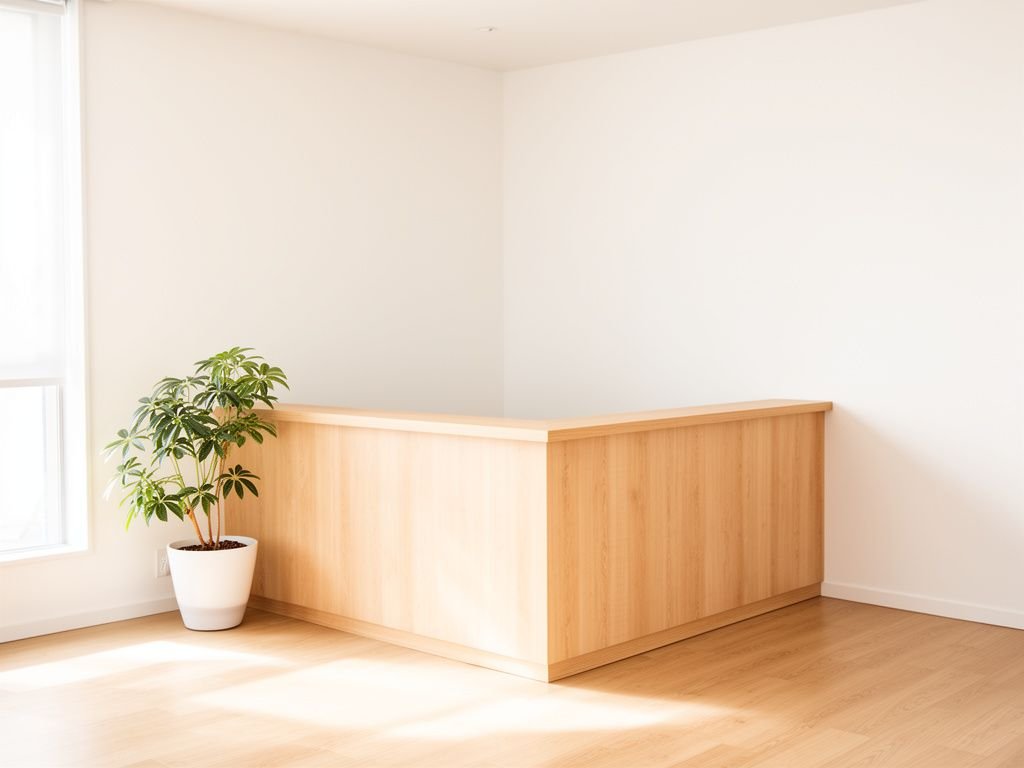 Quầy lễ tân gỗ sồi phong cách Bắc Âu sáng màu tối giản