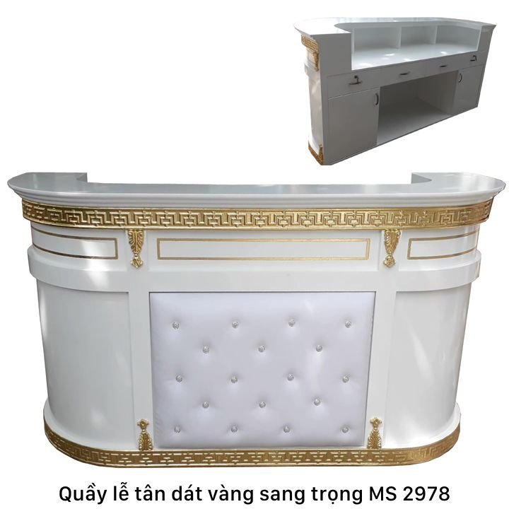 Quầy lễ tân sang trọng dát vàng MS 2978 - Ảnh 2