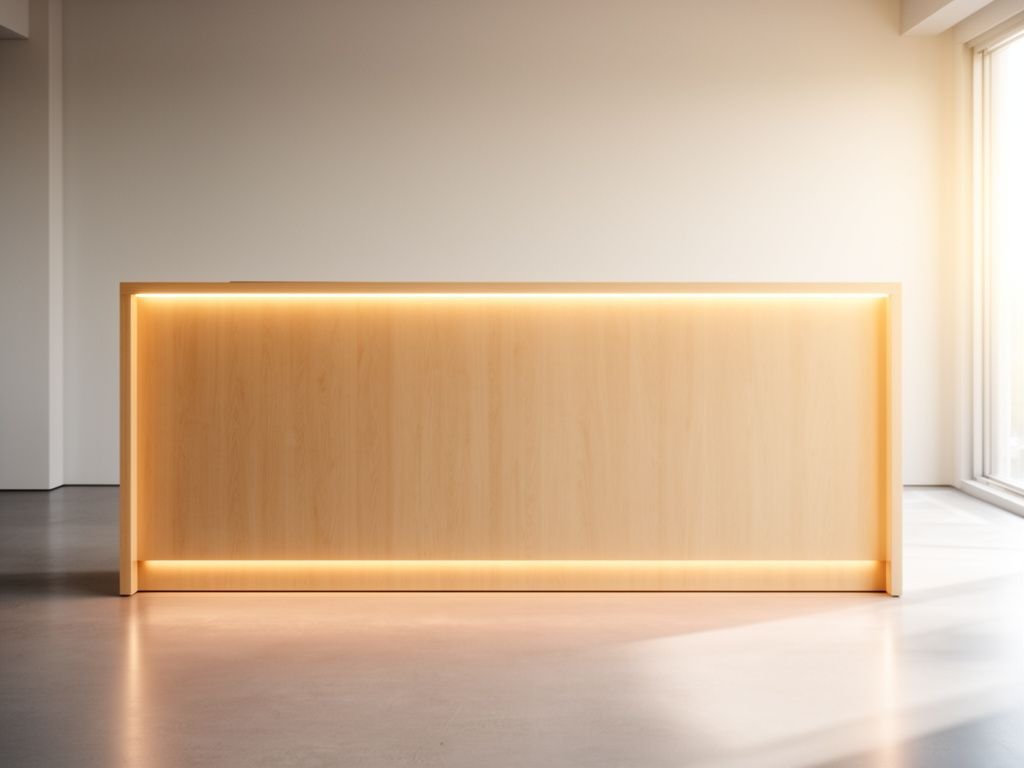 Thi công nội thất văn phòng quận 6 với đèn led quầy tiếp tân