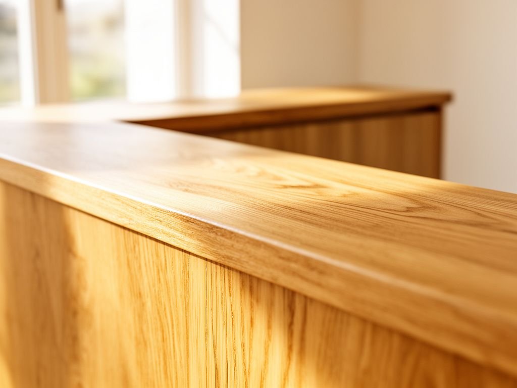 Vân gỗ sồi tự nhiên dùng làm quầy lễ tân mini