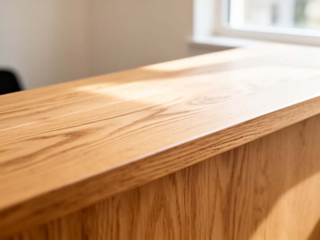 Vân gỗ sồi tự nhiên trên mặt quầy lễ tân gỗ tự nhiên