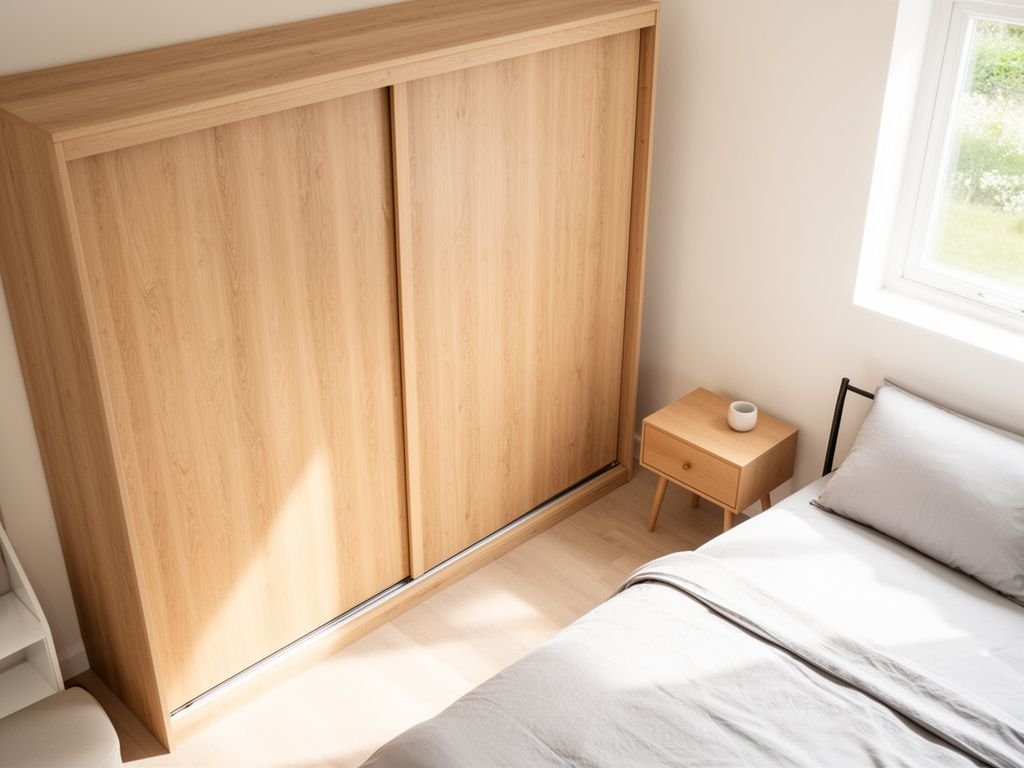Tủ quần áo cửa lùa gỗ sồi phong cách Bắc Âu